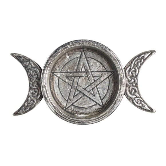 Alchemy Gothic ✦ Triple Moon Trinket Dish ✦ Goddess Cerridwen Altar Décor NWT - Picture 3 of 4